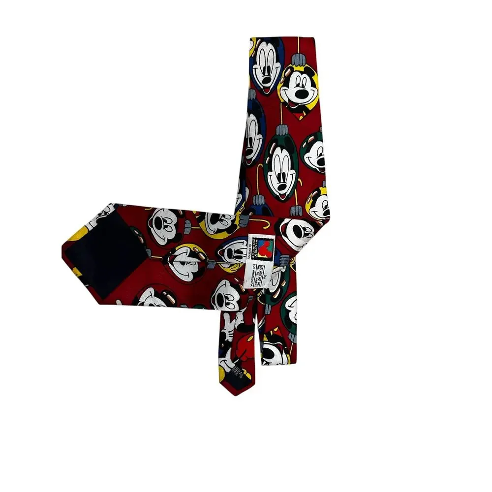Disney Mickey Mouse Christmas Tie‎ Red Holiday Ornaments Mickey Unlimited